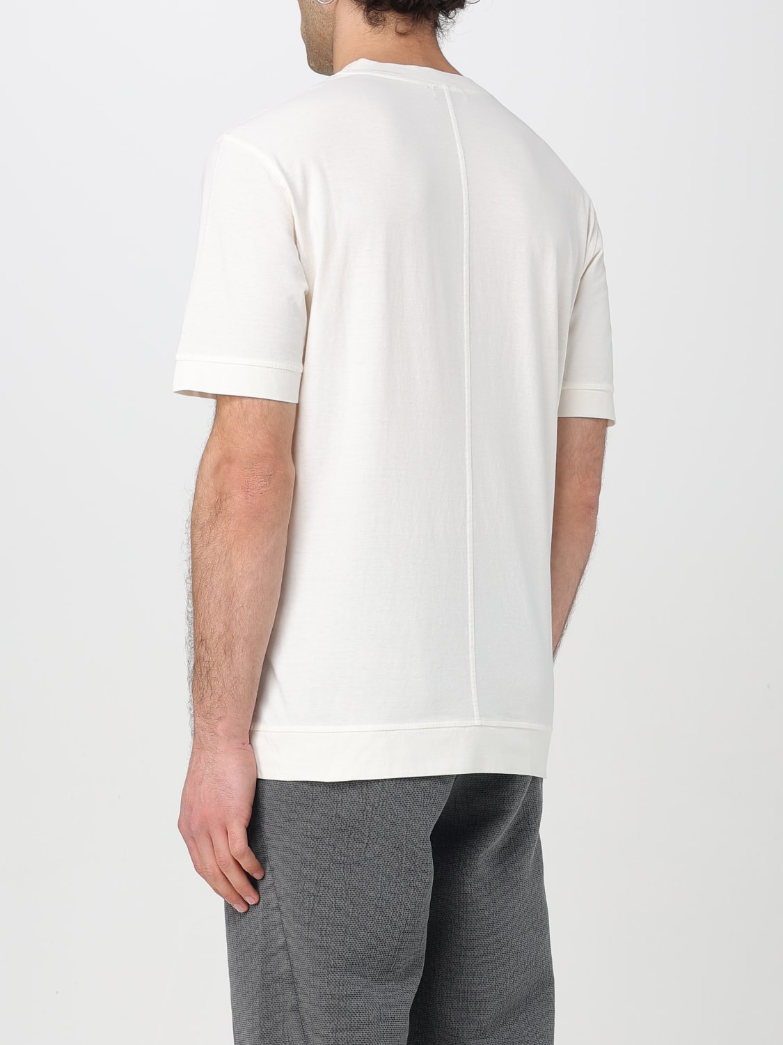 PAOLO PECORA T-SHIRT: T-shirt basic in cotone Paolo Pecora, Panna - Img 2
