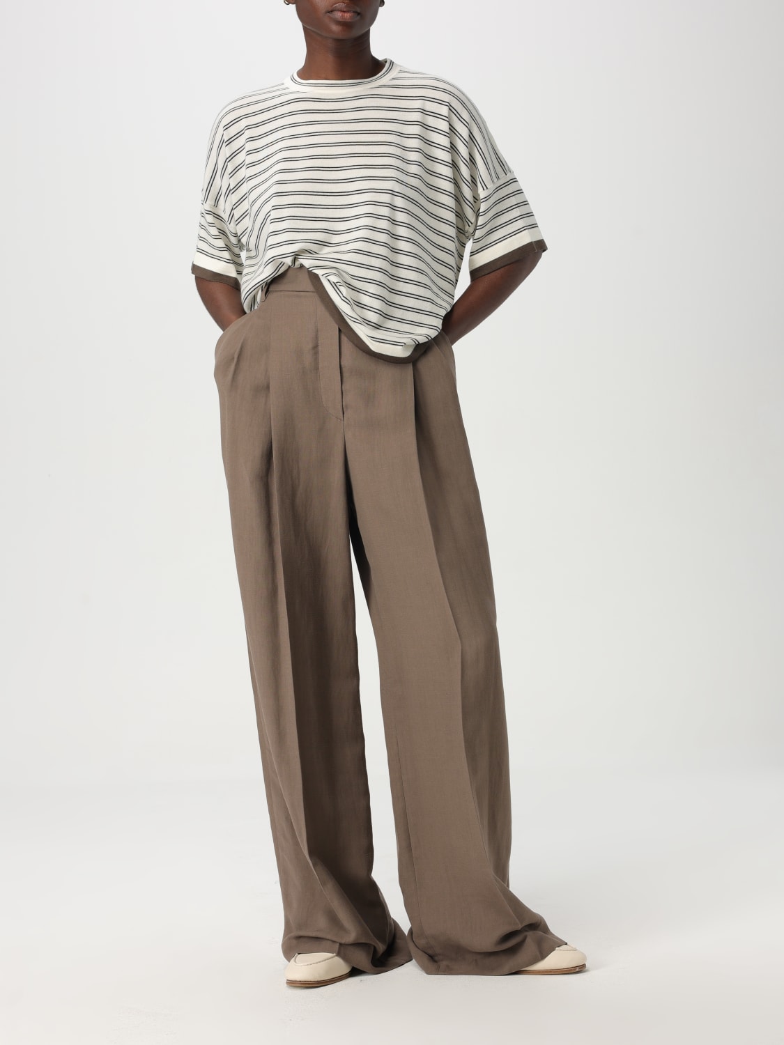 パンツ BRUNELLO CUCINELLI Women Straight Pants MH126P8669 C2925 BRO BRUNELLO CUCINELLI: Pants woman - Brown | Brunello Cucinelli