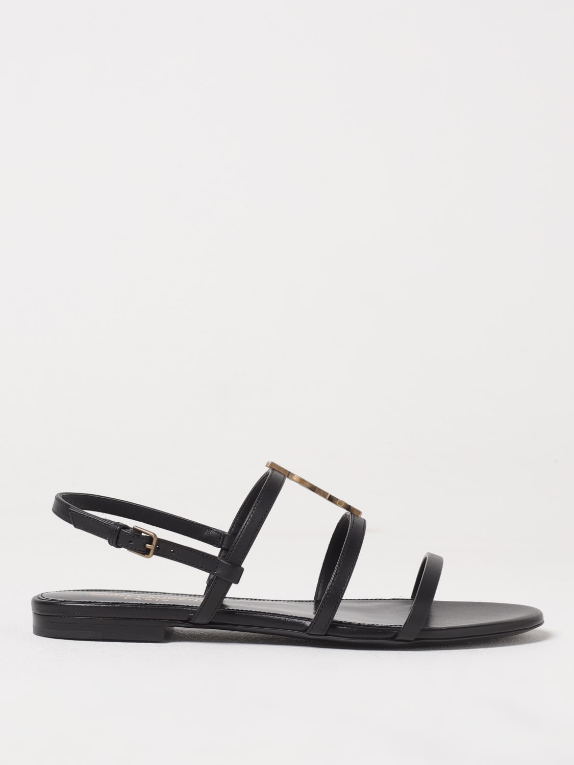 SAINT LAURENT SANDALI BASSI: Sandalo Cassandre Saint Laurent in pelle , Nero - Img 1