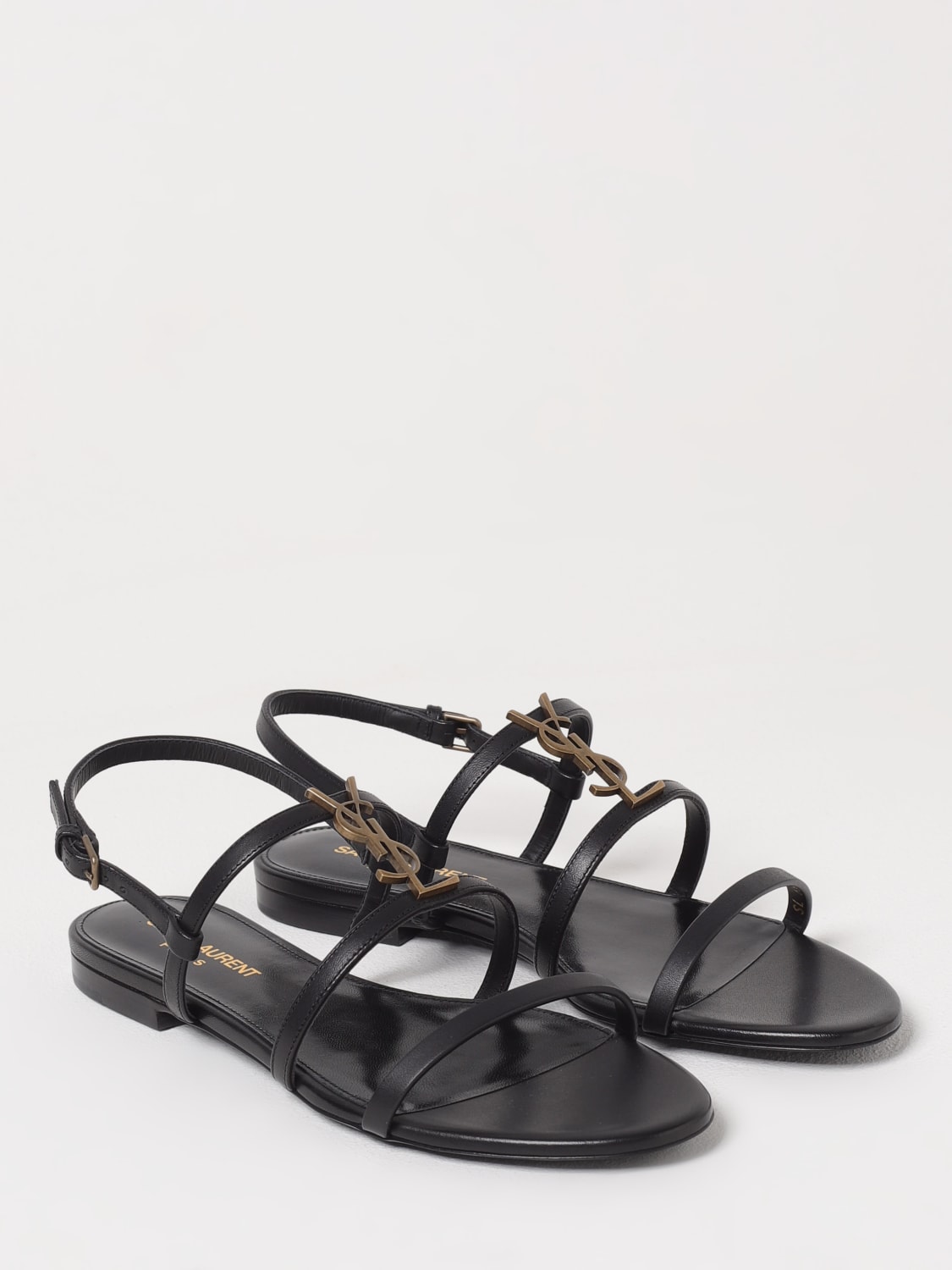SAINT LAURENT SANDALI BASSI: Sandalo Cassandre Saint Laurent in pelle , Nero - Img 2