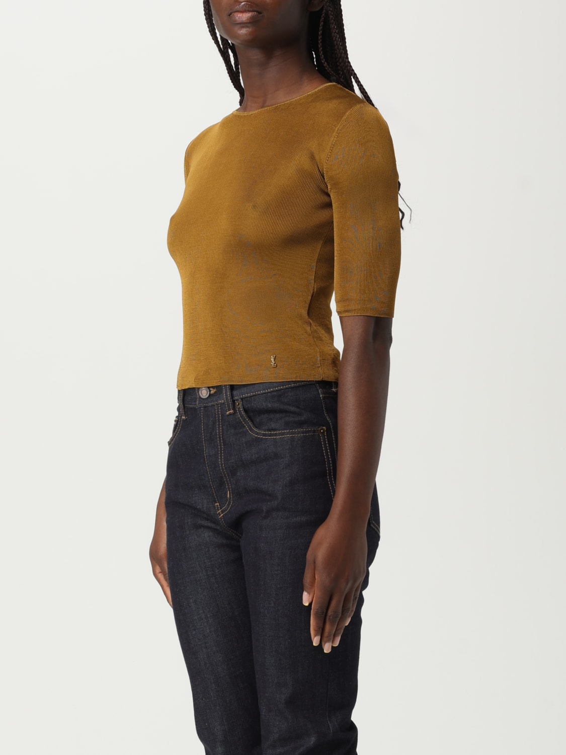 SAINT LAURENT SWEATER: Sweater woman Saint Laurent, Brown - Img 4