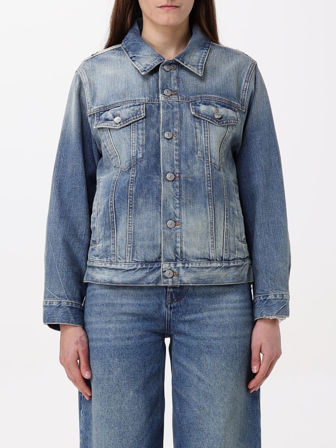 ジャケット MM6 MAISON MARGIELA Women Outer S52AM0316 M30019 964 BLUE MM6 Maison Margiela Blue Zip Jacket MM6 Maison Margiela