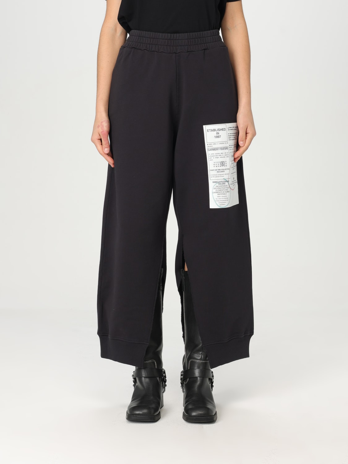 MM6 MAISON MARGIELA PANTALONE: Pantalone MM6 Maison Margiela in cotone stretch , Nero - Img 1