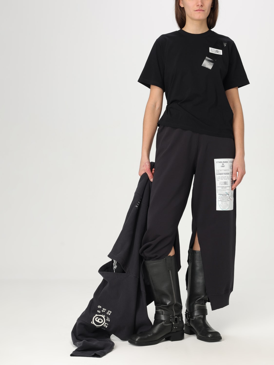 MM6 MAISON MARGIELA PANTALONE: Pantalone MM6 Maison Margiela in cotone stretch , Nero - Img 2