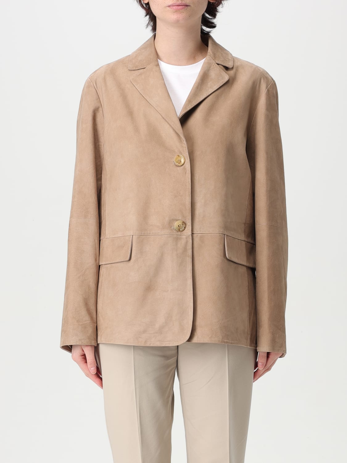 'S MAX MARA BLAZER: Blazer 'S Max Mara in pelle scamosciata , Beige - Img 1