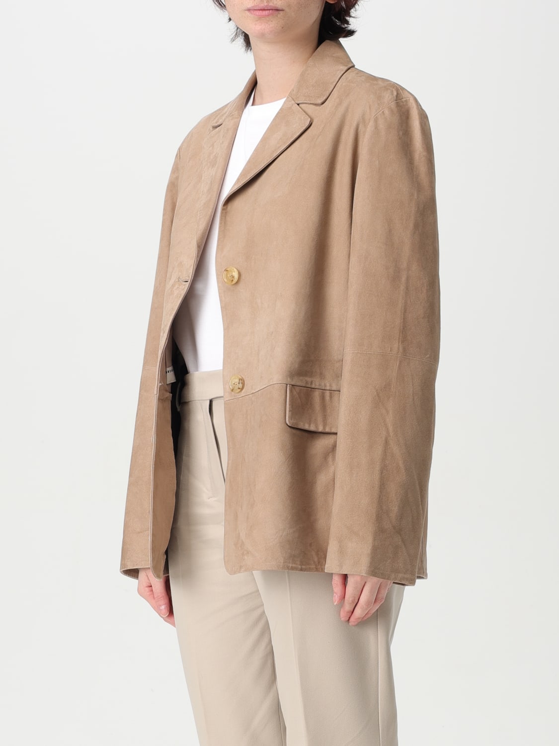 'S MAX MARA BLAZER: Blazer 'S Max Mara in pelle scamosciata , Beige - Img 3