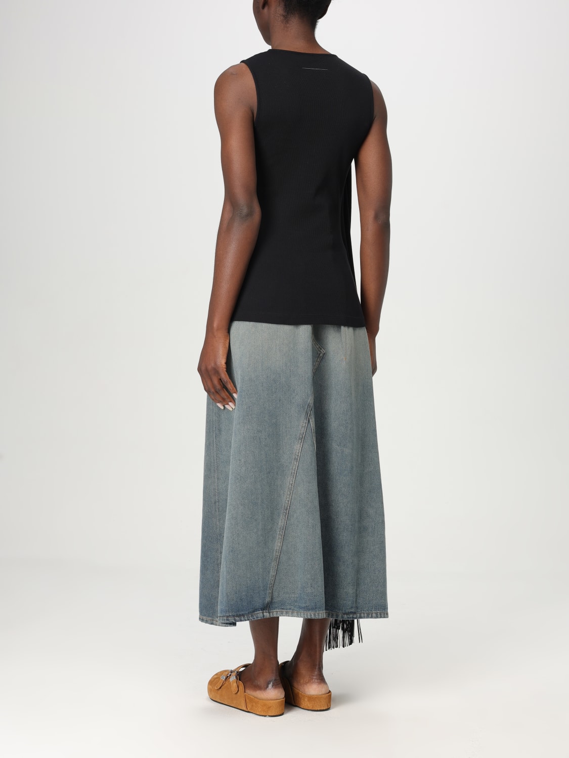 MM6 MAISON MARGIELA T-SHIRTS: Canotta MM6 Maison Margiela in cotone stretch , Nero - Img 3