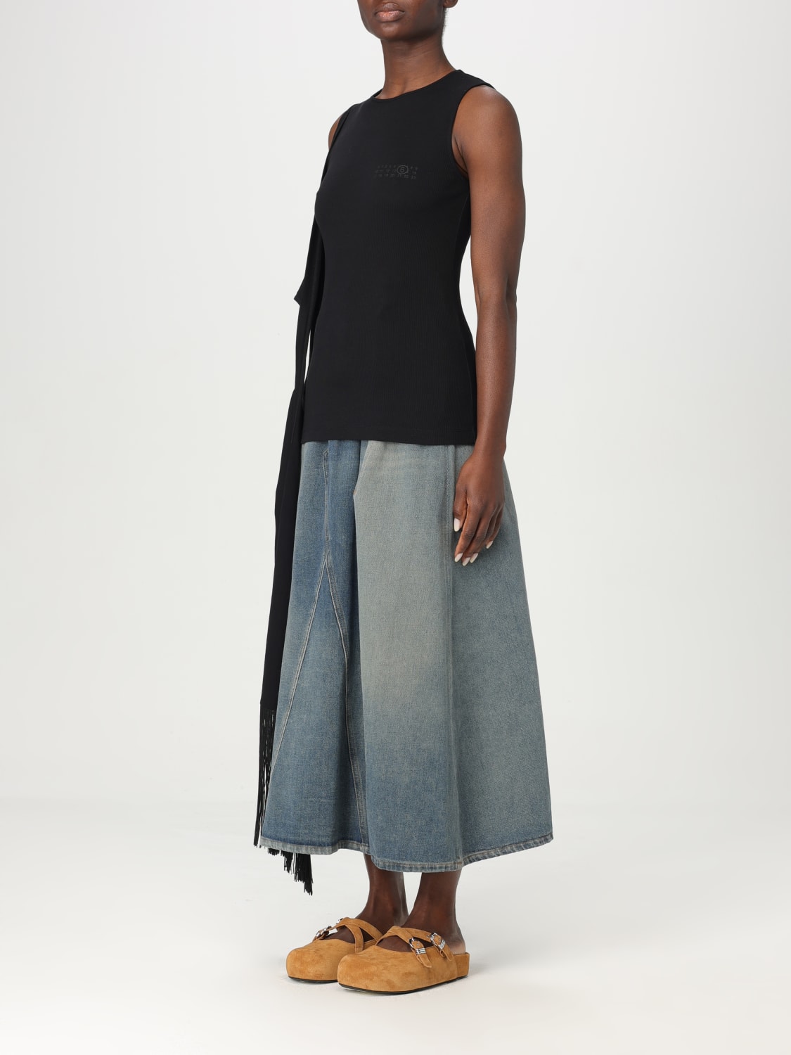 MM6 MAISON MARGIELA T-SHIRTS: Canotta MM6 Maison Margiela in cotone stretch , Nero - Img 4