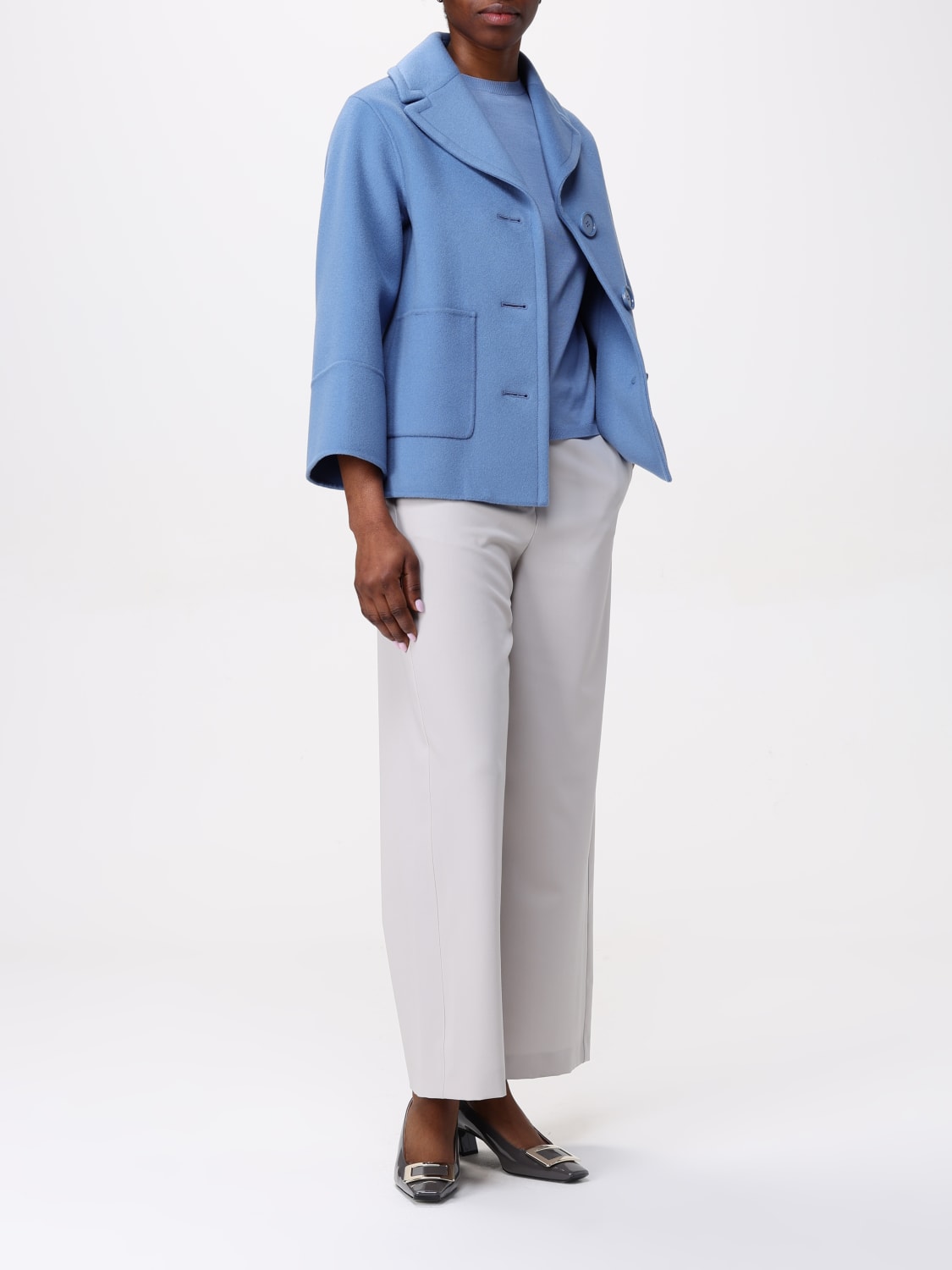 'S MAX MARA GIACCA: Cappotto 'S Max Mara in lana vergine , Turchese - Img 2