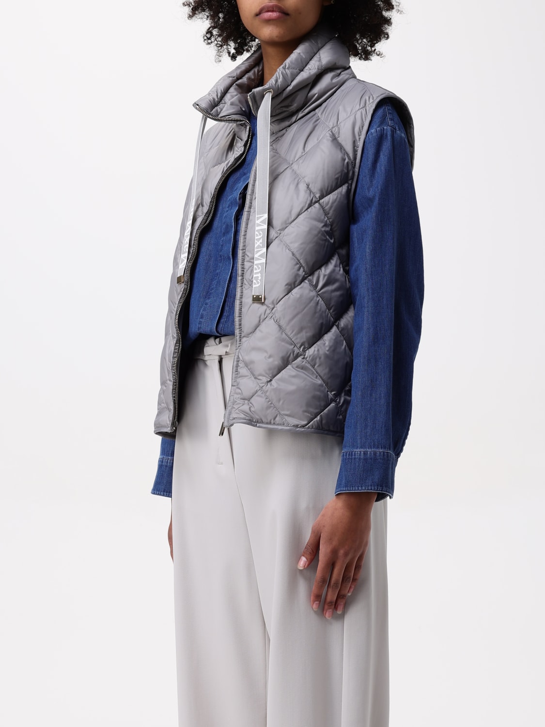 MAX MARA THE CUBE: Tregic padded and quilted vest - Grey