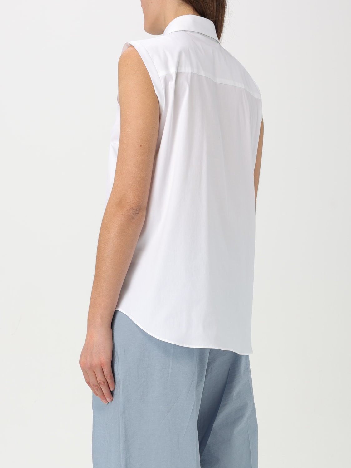 BRUNELLO CUCINELLI SHIRT: Brunello Cucinelli women's sleeveless shirt, White - Img 3