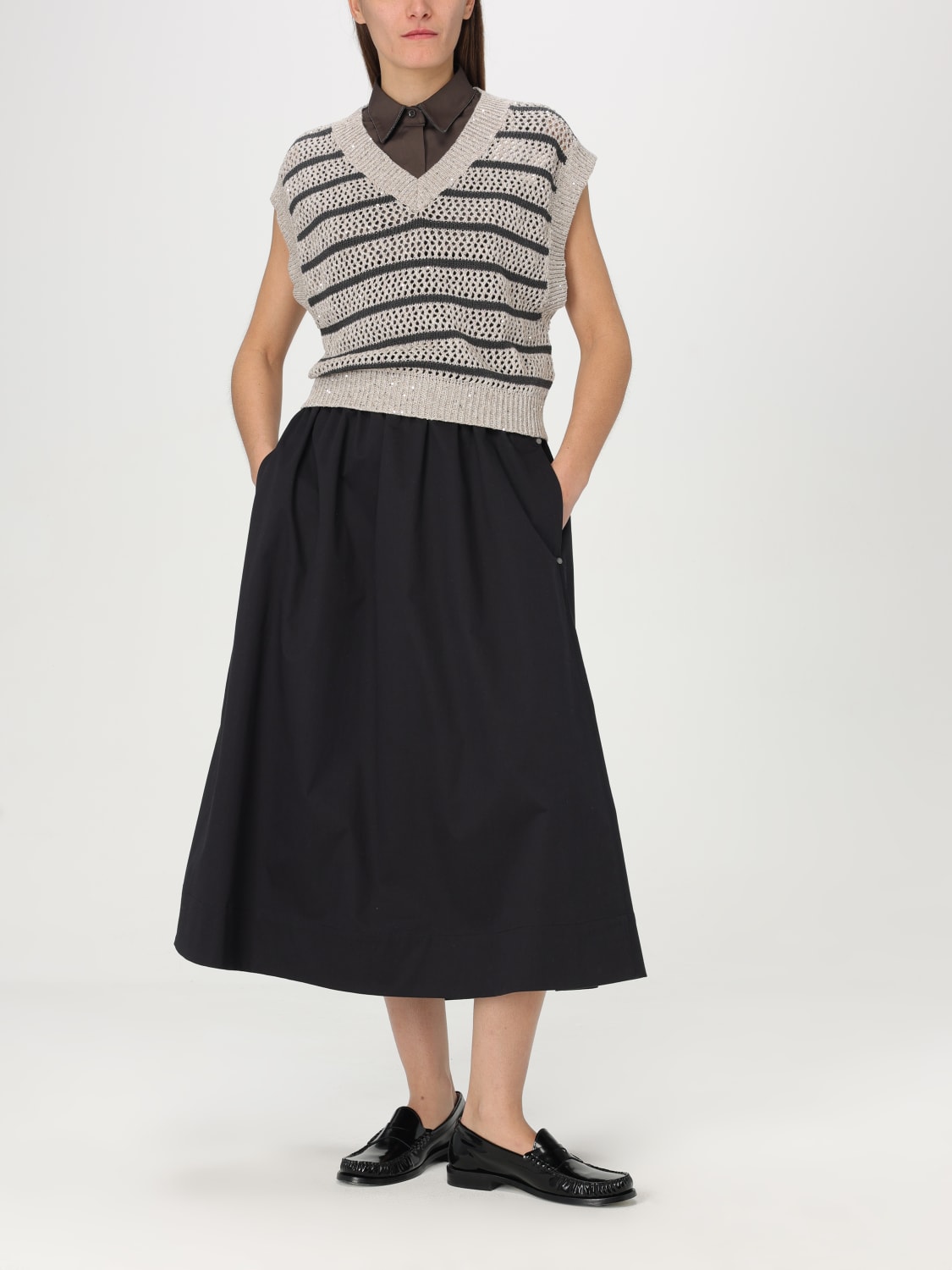 BRUNELLO CUCINELLI CAMISA: Top mujer Brunello Cucinelli, Marrón - Img 2