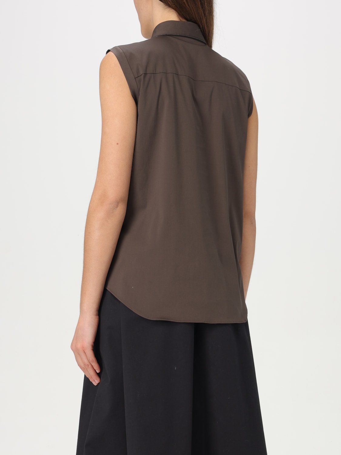 BRUNELLO CUCINELLI CAMISA: Top mujer Brunello Cucinelli, Marrón - Img 3