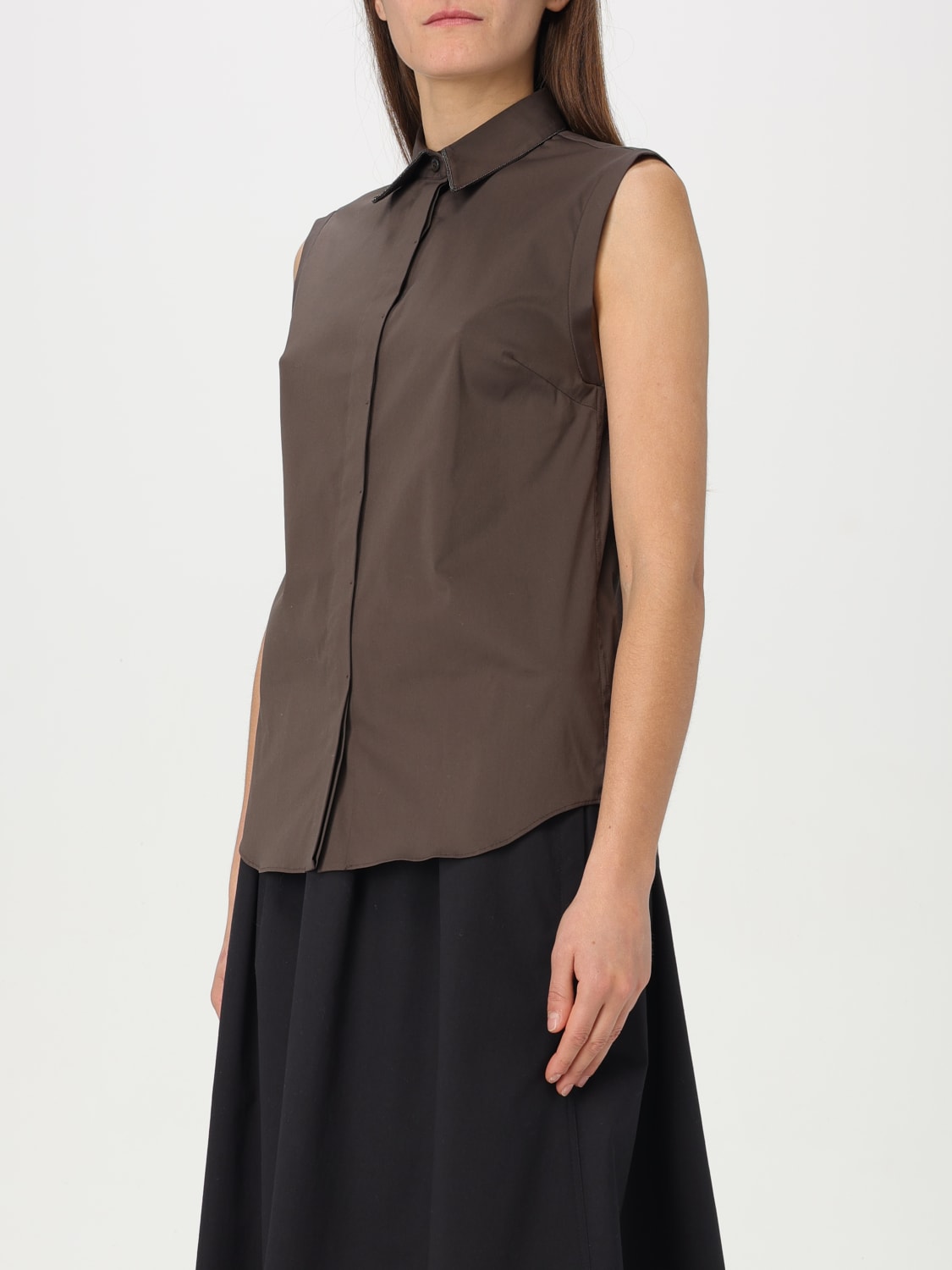 BRUNELLO CUCINELLI CAMISA: Top mujer Brunello Cucinelli, Marrón - Img 4