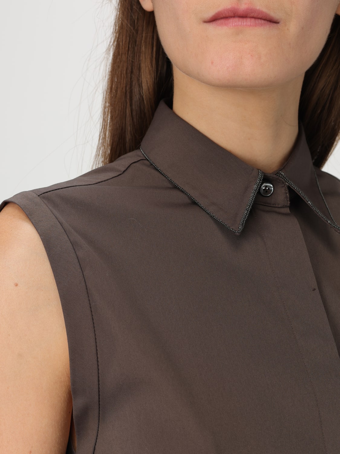 BRUNELLO CUCINELLI CAMISA: Top mujer Brunello Cucinelli, Marrón - Img 5
