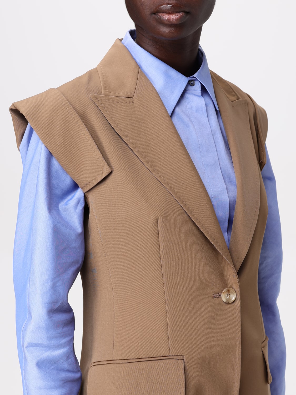 アウターその他 MAX MARA Woman Waistcoat Camel 2511281011600 003 MAX MARA: Blazer woman - Camel | Max Mara waistcoat