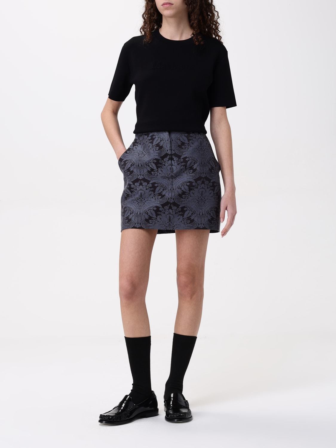 MAX MARA T-SHIRT: Max Mara viscose blend t-shirt, Black - Img 2