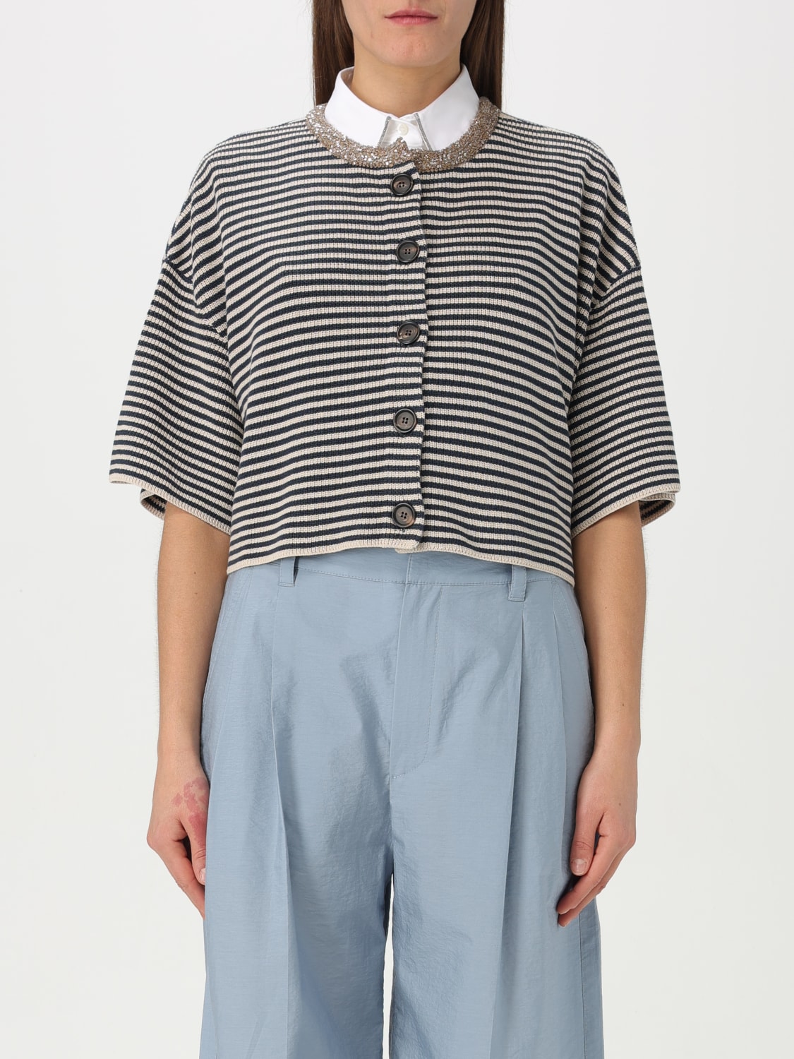 【BRUNELLO CUCINELLI】ラグラン袖　モニーレ　カットソー　36S Brunello Cucinelli Monili chain-detail Shirt | Neutrals