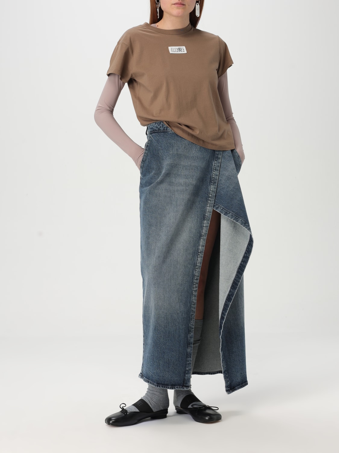 MM6 MAISON MARGIELA TOP E BLUSE: Body a maniche lunghe Mm6 Maison Margiela, Marrone - Img 6