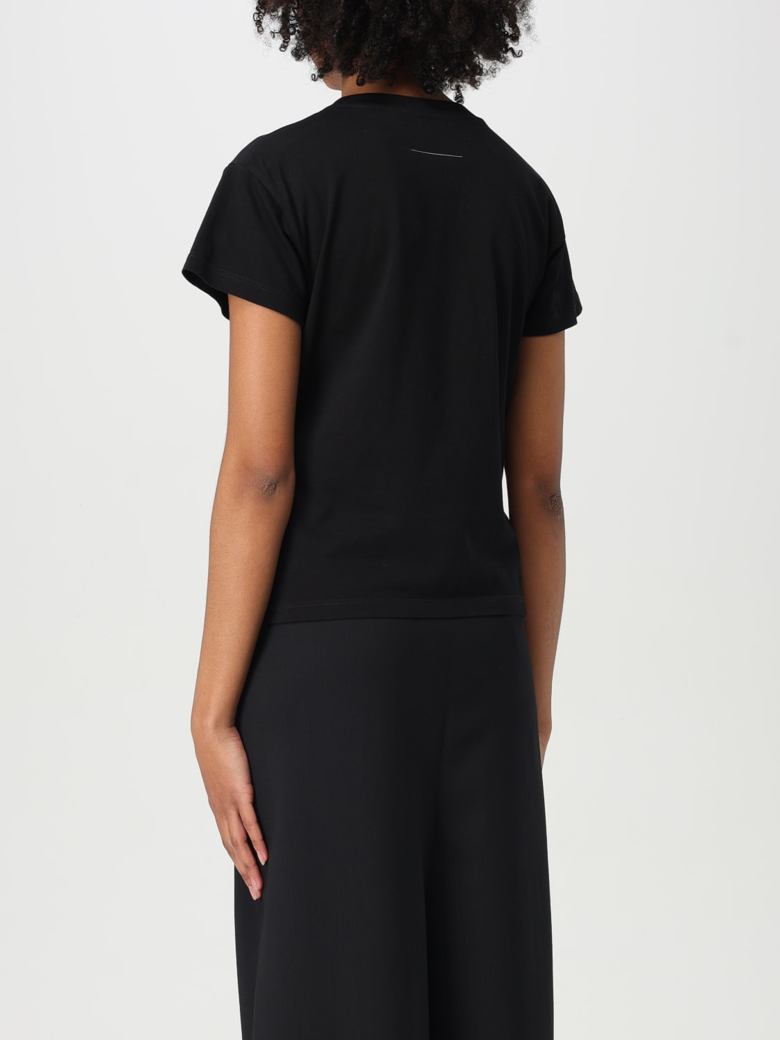 MM6 MAISON MARGIELA T-SHIRTS: T-shirt con frange e logo Mm6 Maison Margiela, Nero - Img 3