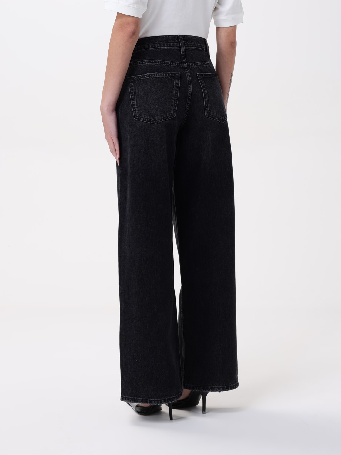 デニム・ジーパン ANINE BING Woman Jeans Grey A0610593 WHG21 ANINE BING Dark grey wide jeans | TheDoubleF