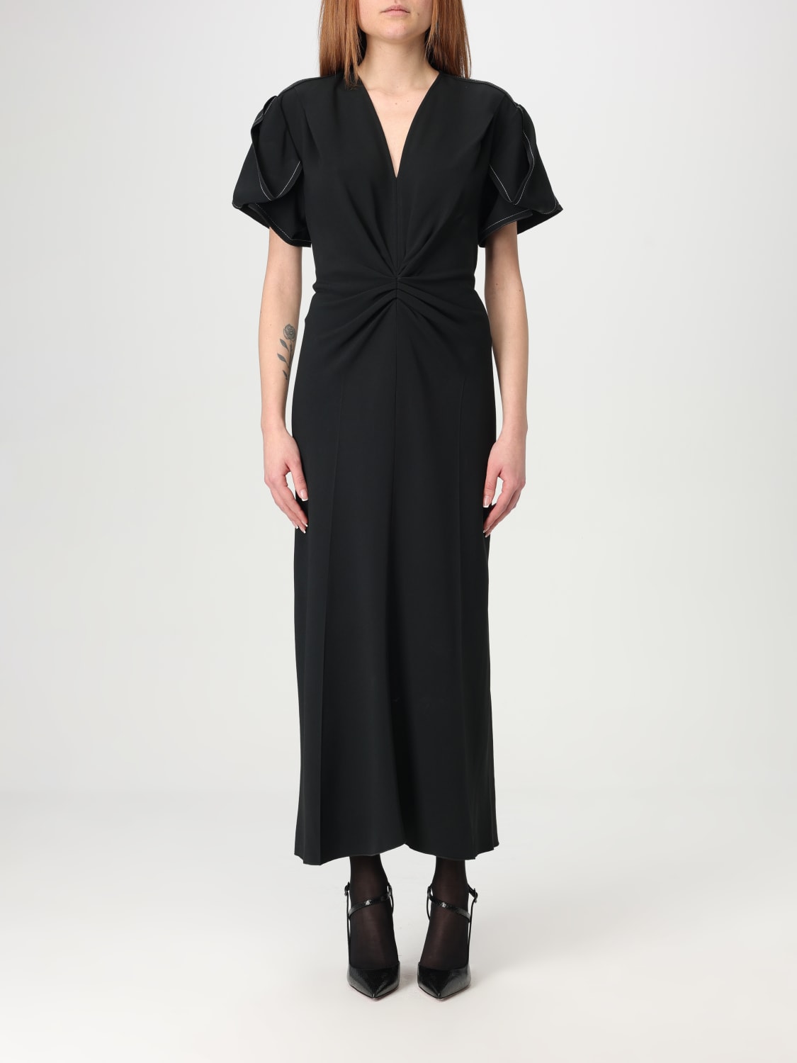 VICTORIA VICTORIA BECKHAM ABITO: Abito basic Victoria Victoria Beckham in cotone stretch , Nero - Img 1