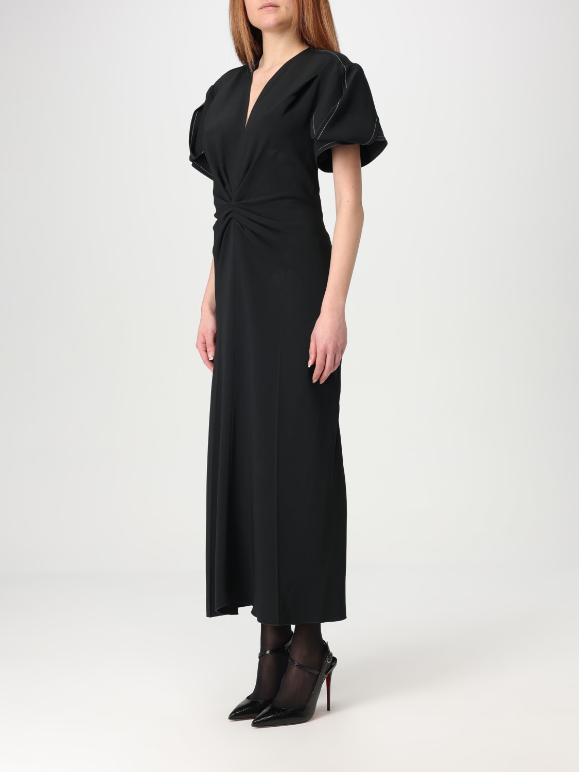 VICTORIA VICTORIA BECKHAM ABITO: Abito basic Victoria Victoria Beckham in cotone stretch , Nero - Img 3
