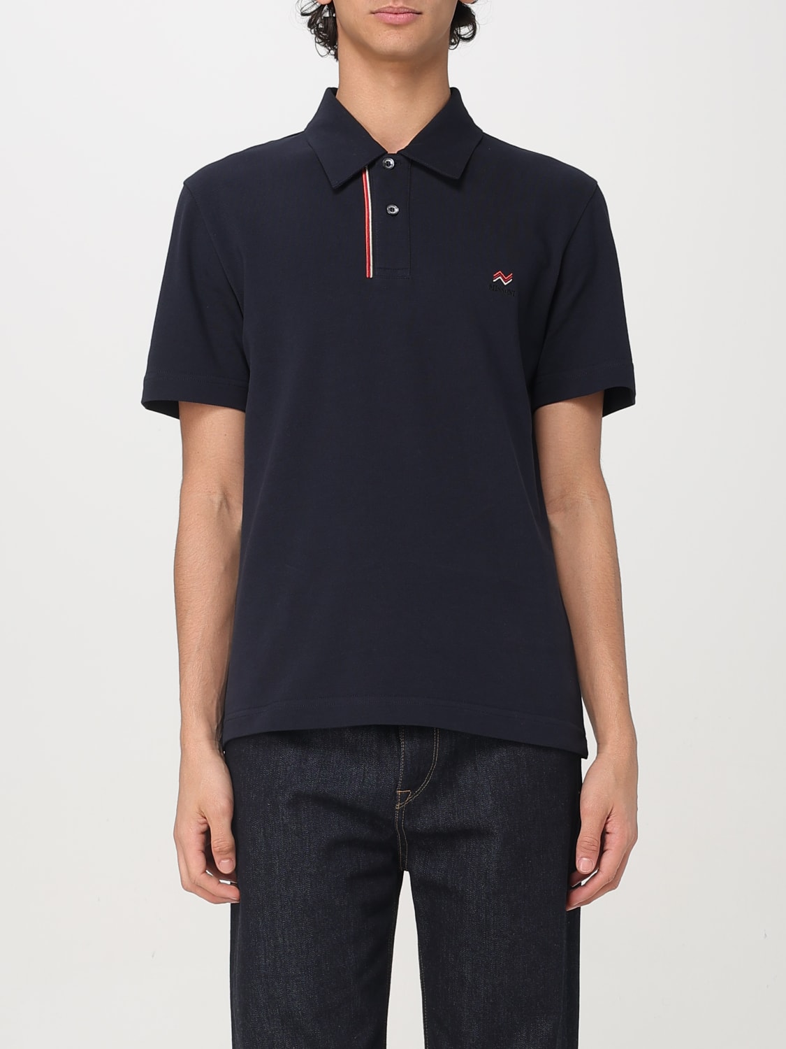 MISSONI POLO: Polo in cotone Missoni con logo ricamato, Blue - Img 1