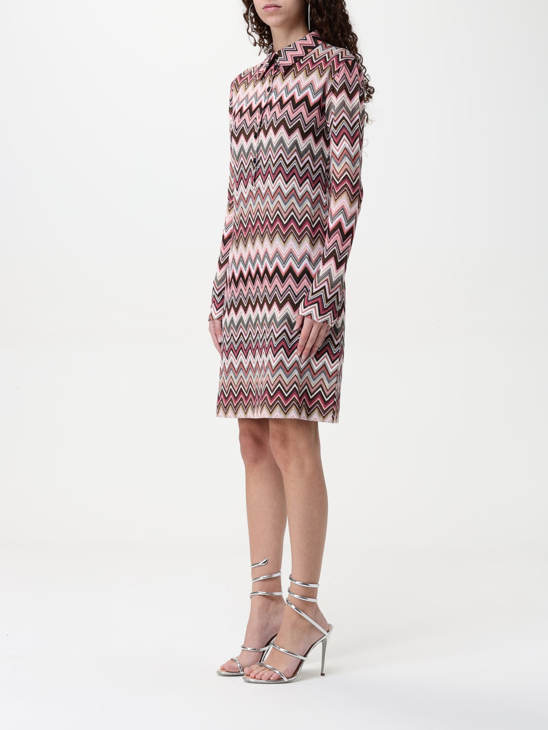 ワンピース MISSONI Woman Dress Multicolor DS25SG1SBR002H SM9KS Long one-shoulder zigzag dress with sequins and fringes