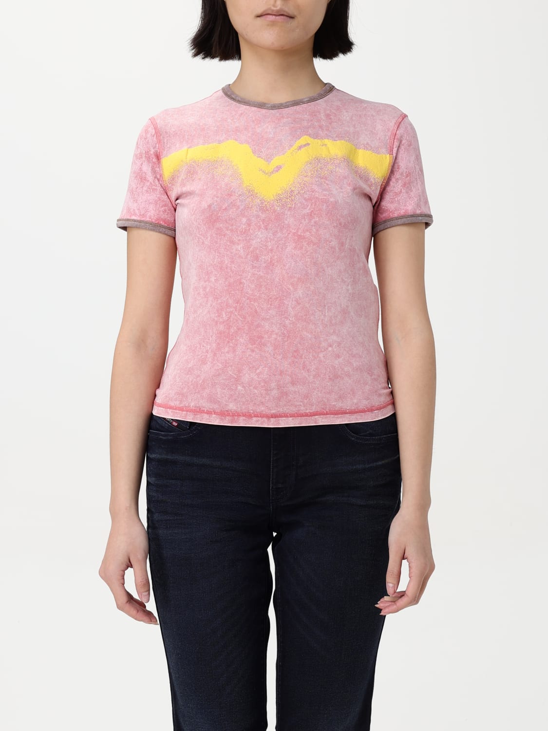 Tシャツ・カットソー DIESEL Woman T-Shirt Pink A173160SLBB 3BKA DIESEL: T-shirt woman - Pink | Diesel t-shirt A173160SLBB