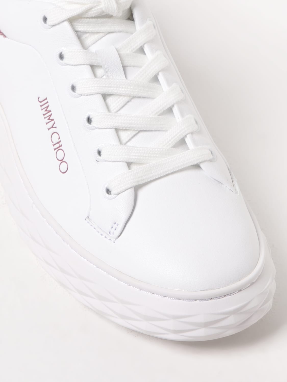 スニーカー JIMMY CHOO Woman Sneakers White DIAMONDMAXIFIIIVR WHITE Diamond Maxi/F Ii | White and Silver Nappa Leather Trainers