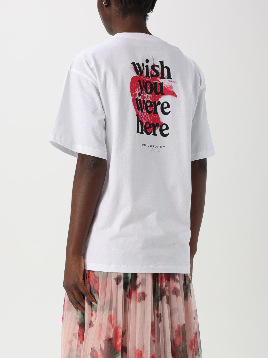 PHILOSOPHY DI LORENZO SERAFINI T-SHIRTS: T-shirt in cotone stampata Philosophy Di Lorenzo Serafini, Bianco - Img 3