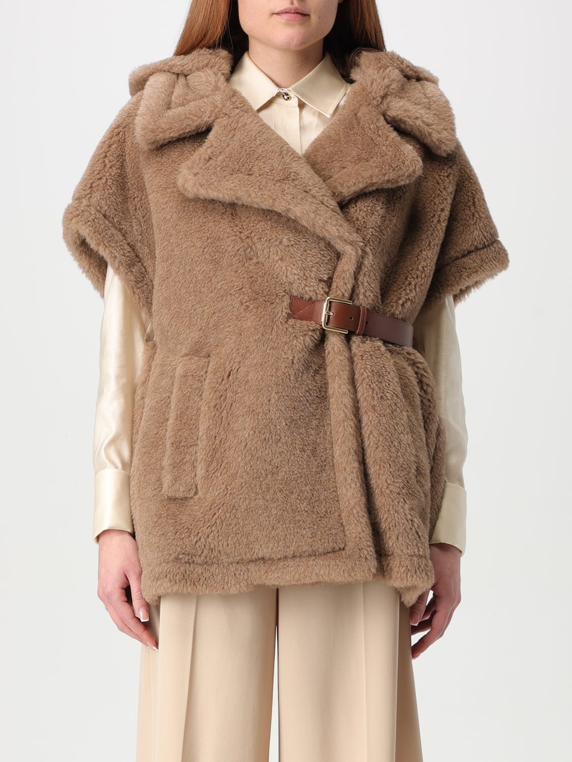 アウターその他 MAX MARA Woman Waistcoat Brown 2514731141600 005 MAX MARA: Waistcoat woman - Brown | Max Mara fur coats