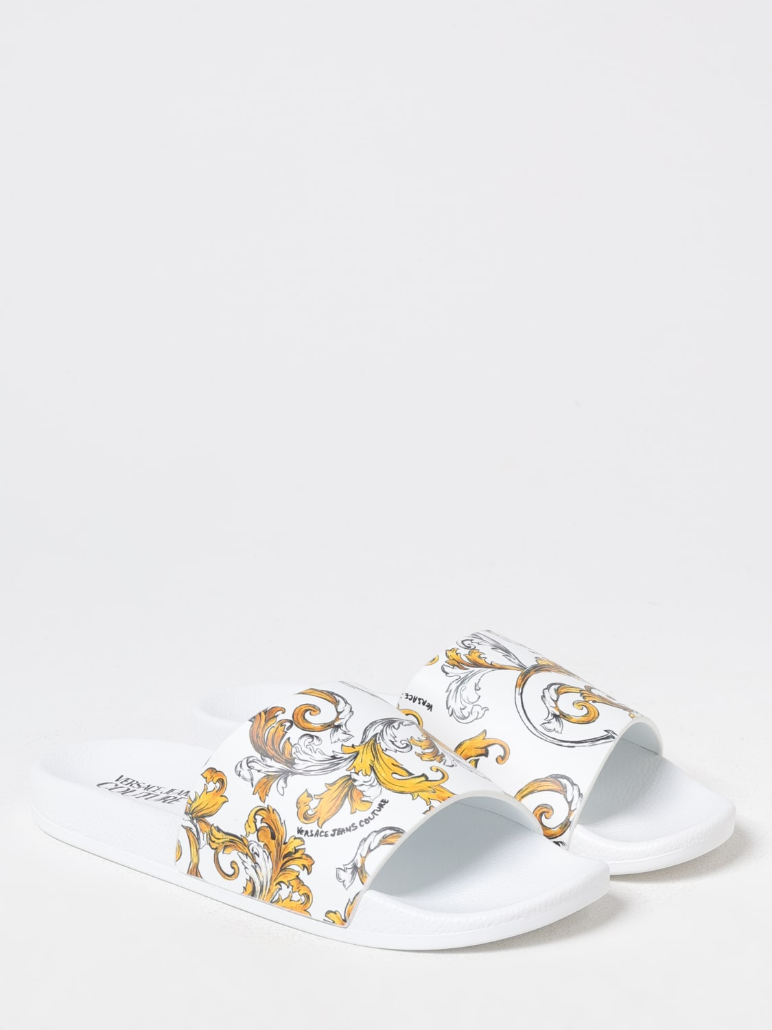 VERSACE JEANS COUTURE SANDALI: Sandali slides Barocco Versace Jeans Couture, Bianco - Img 2