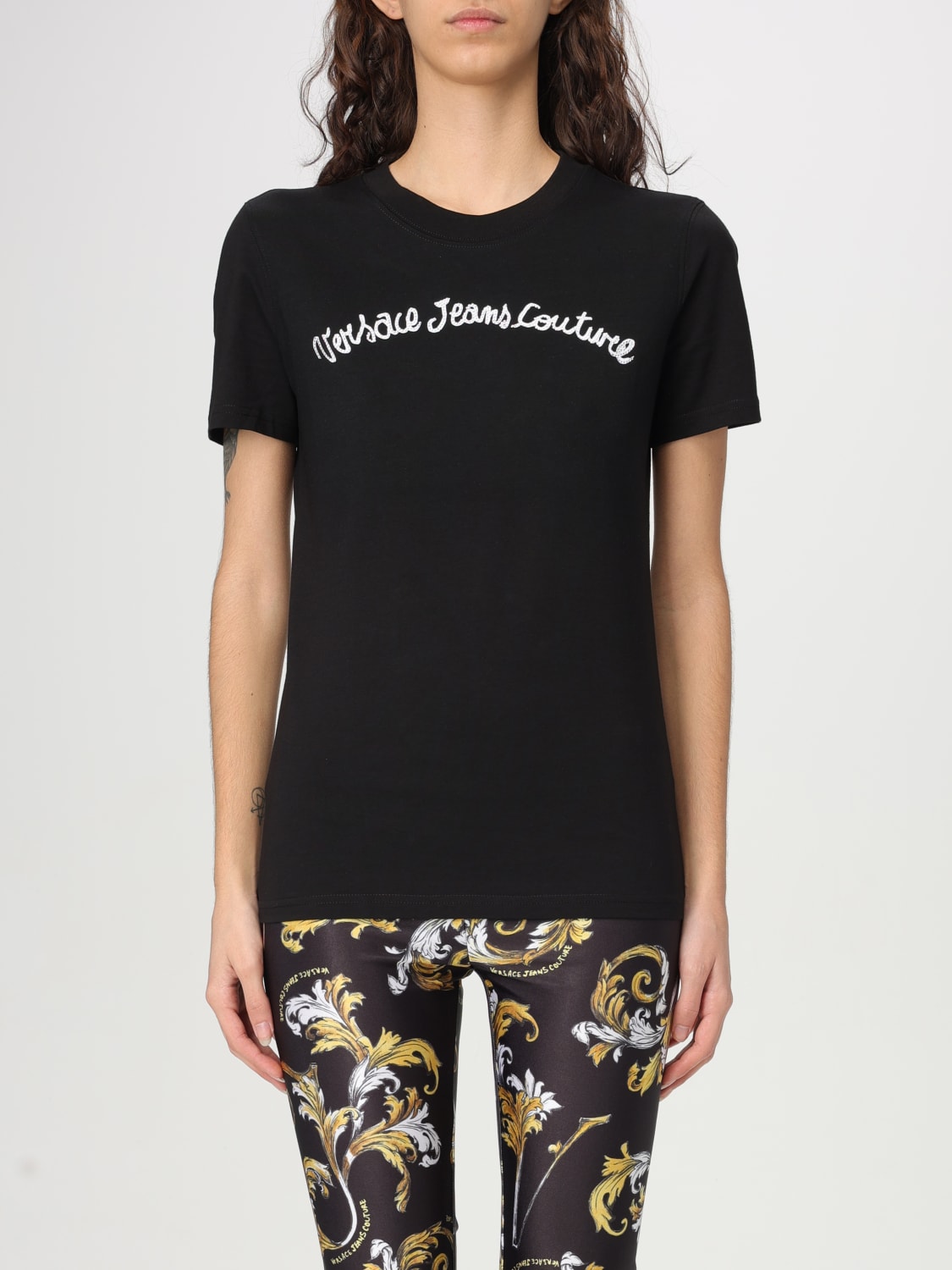 VERSACE JEANS COUTURE: T-shirt femme - Noir | T-Shirt