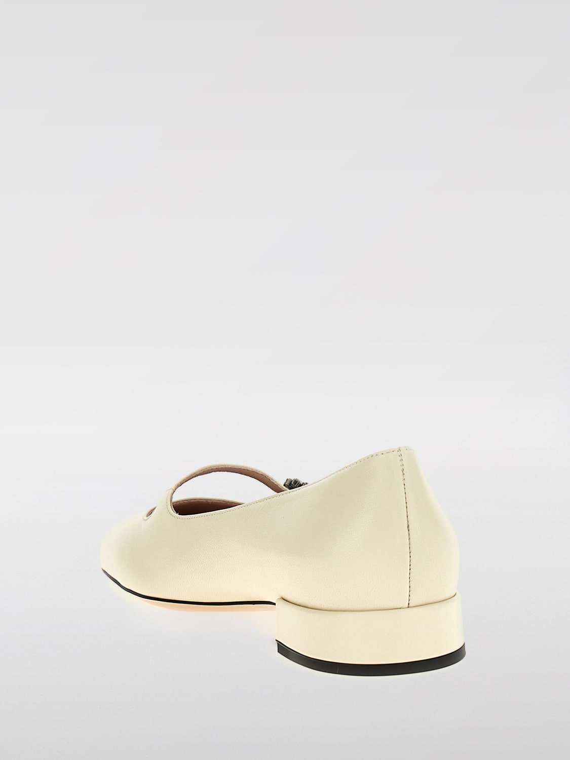 VALENTINO GARAVANI BALLERINE: Ballerina Valentino Garavani in pelle con bottone gioiello , Bianco - Img 3