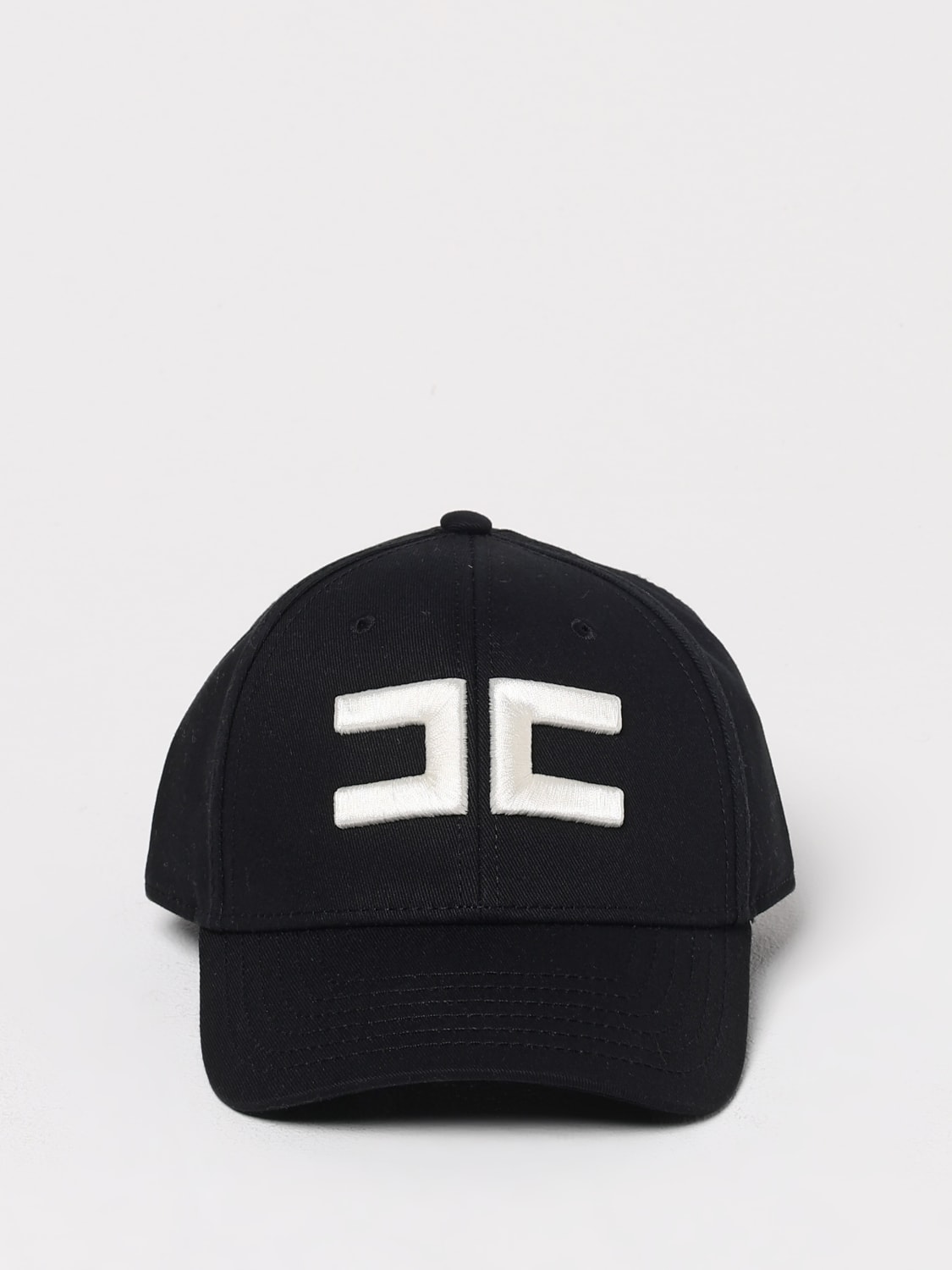 ELISABETTA FRANCHI CAPPELLO: Cappello Elisabetta Franchi in cotone con logo ricamato , Nero - Img 2