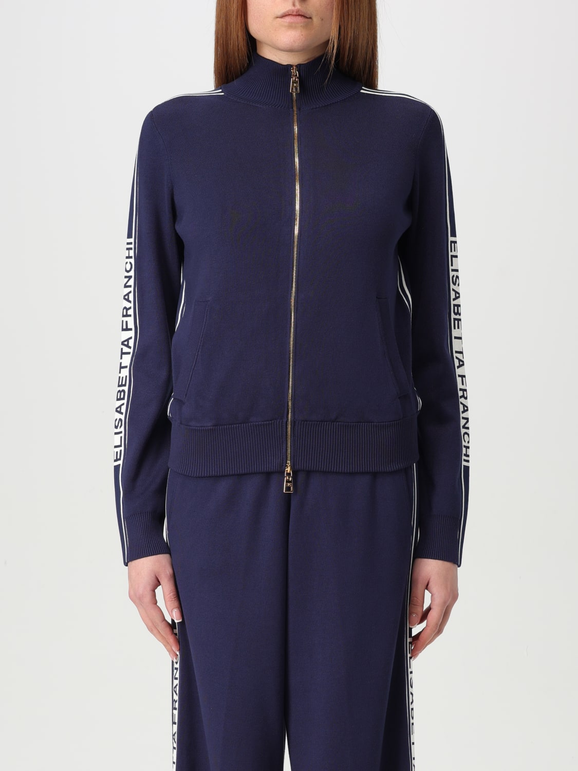 ELISABETTA FRANCHI SWEATSHIRT: Sweater woman Elisabetta Franchi, Blue - Img 1