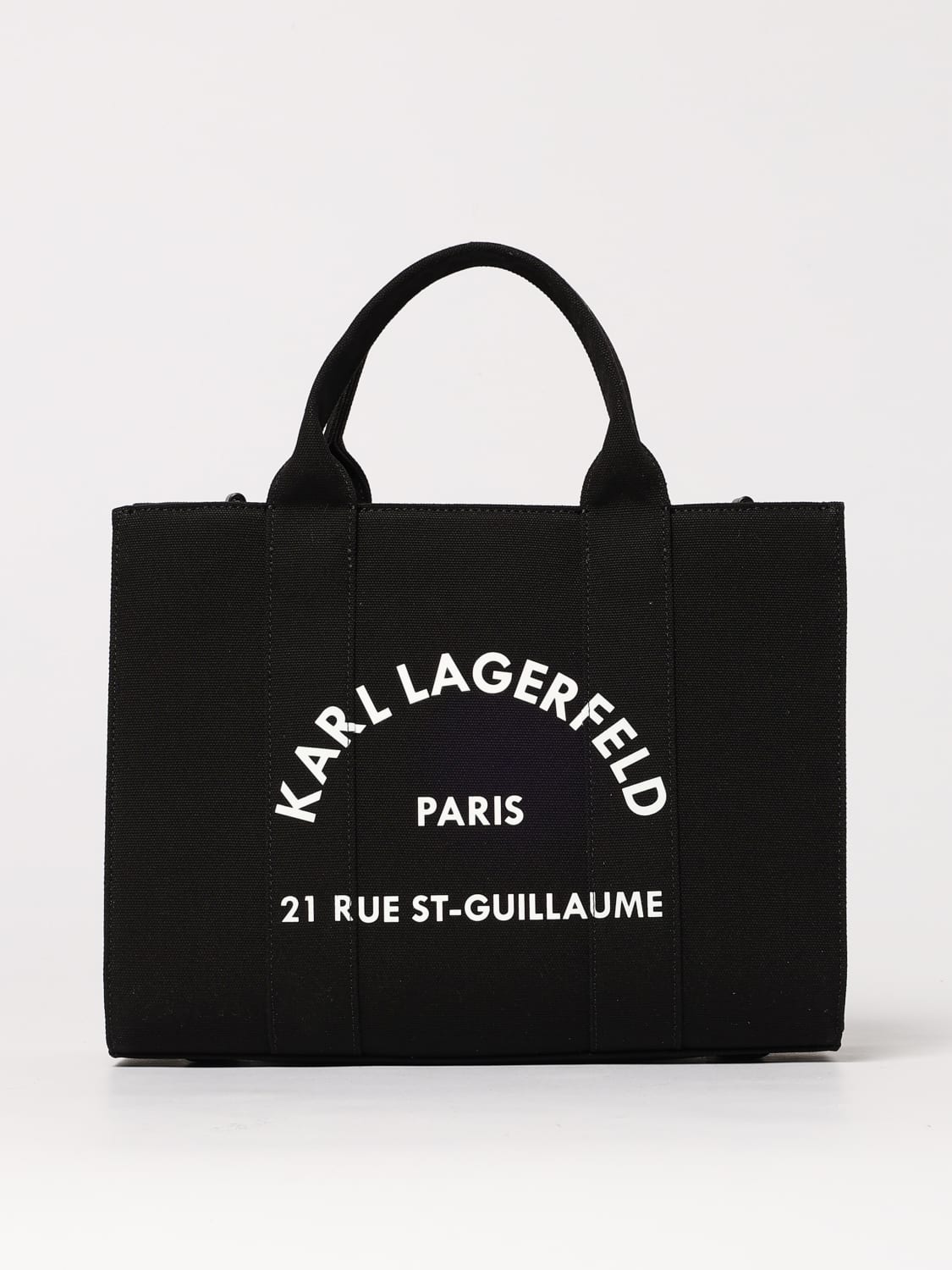 KARL LAGERFELD TOTE BAG: Karl Lagerfeld recycled cotton canvas tote bag, Black - Img 1