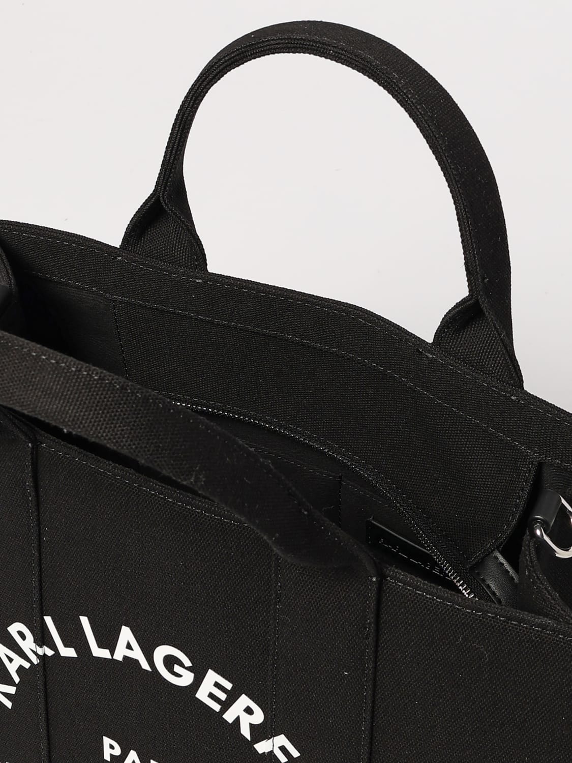 KARL LAGERFELD TOTE BAG: Karl Lagerfeld recycled cotton canvas tote bag, Black - Img 3