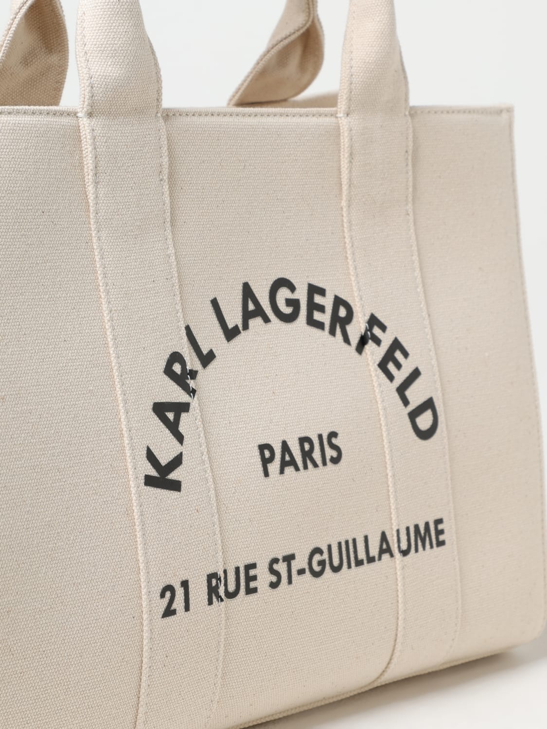 KARL LAGERFELD TOTE BAG: Karl Lagerfeld recycled cotton canvas tote bag, Beige - Img 3