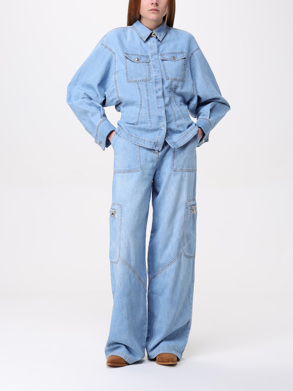 デニム・ジーパン ELISABETTA FRANCHI Woman Jeans Blue PJ84D 192 ELISABETTA FRANCHI：パンツ レディース - ブルー | GIGLIO.COM