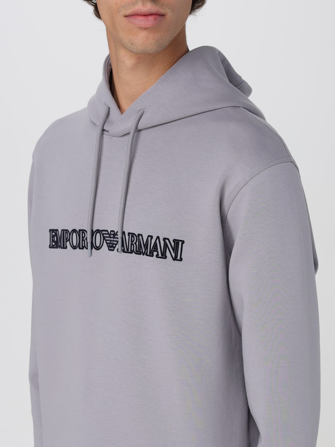EMPORIO ARMANI SWEATSHIRT: Emporio Armani stretch cotton hoodie, Grey 1 - Img 3