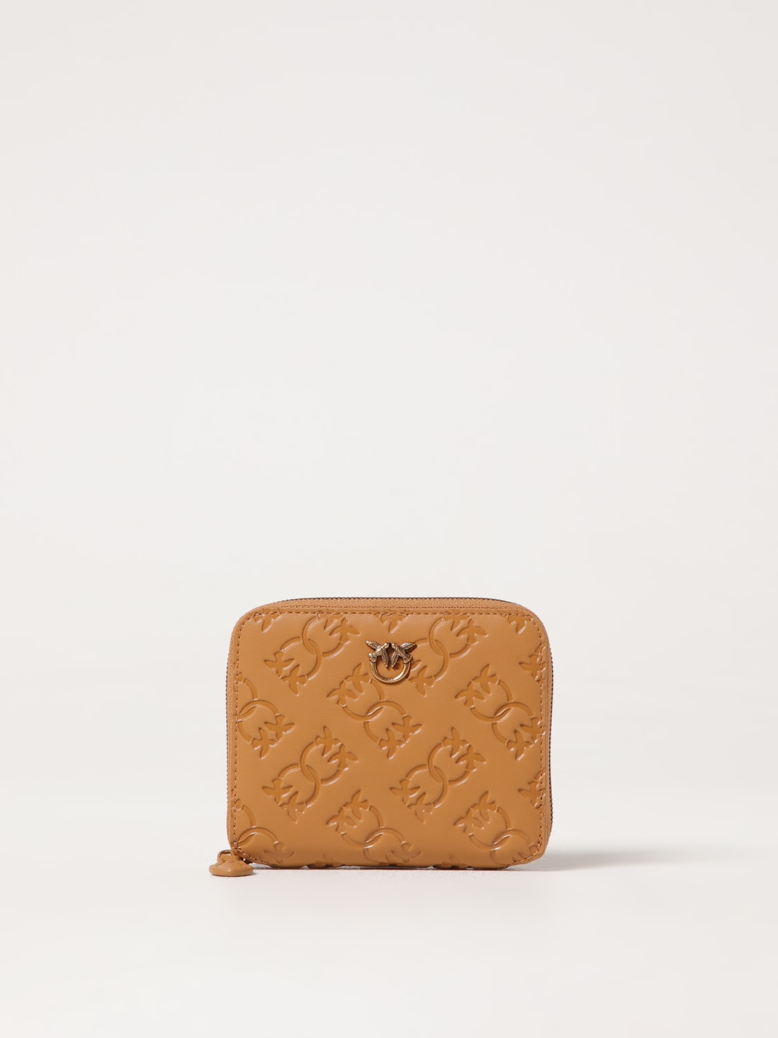 PINKO PORTAFOGLIO: Portafoglio Pinko in pelle con monogram impresso all over , Marrone - Img 1