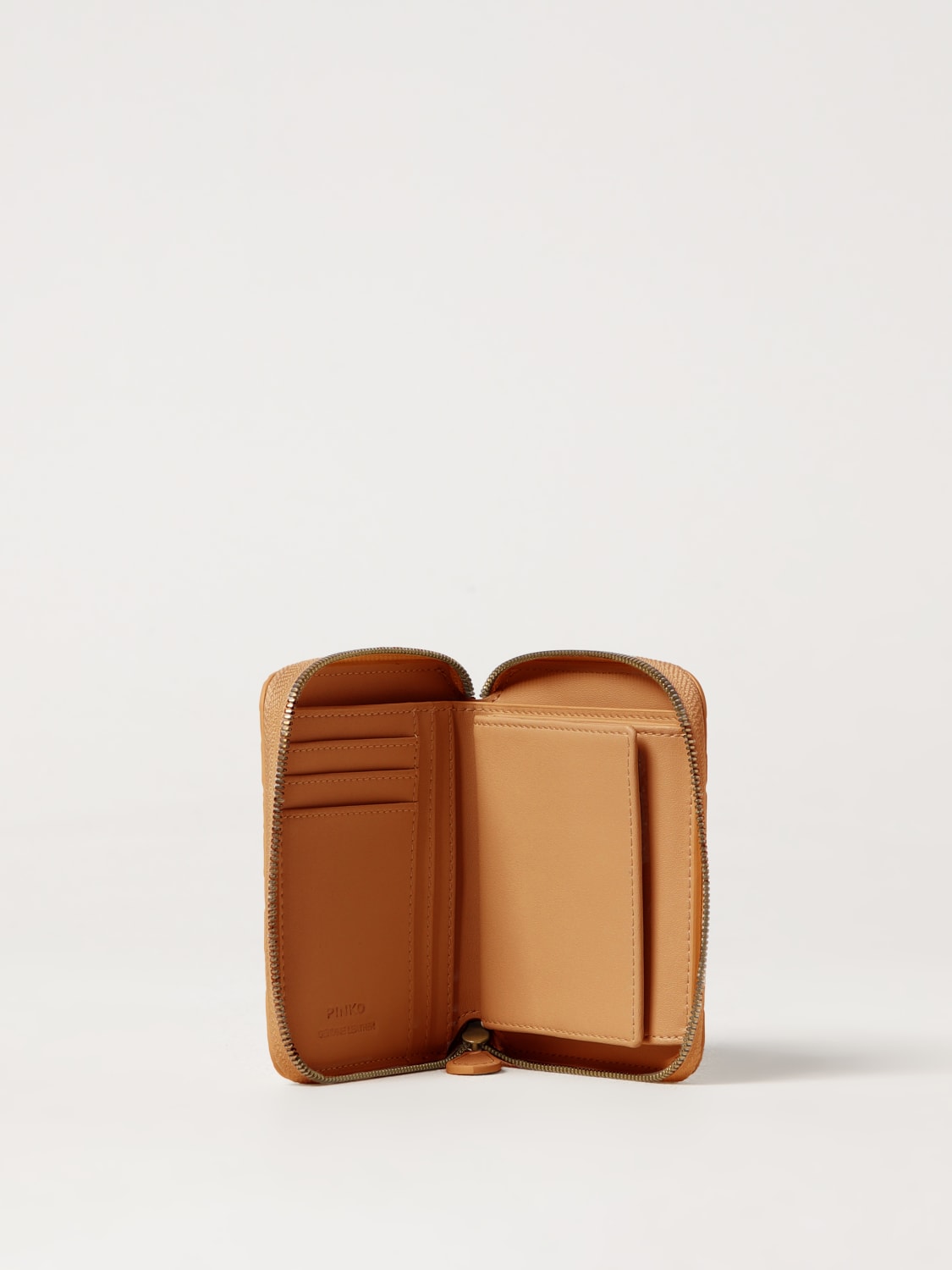 PINKO PORTAFOGLIO: Portafoglio Pinko in pelle con monogram impresso all over , Marrone - Img 2
