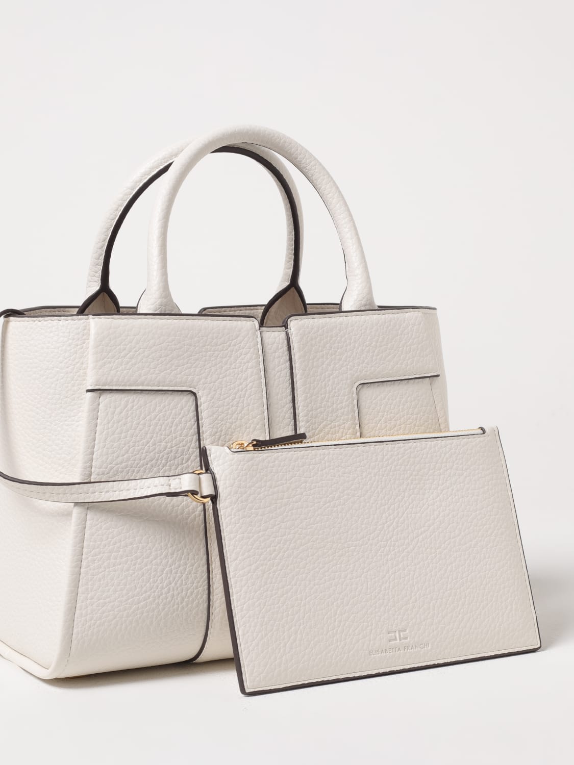 ELISABETTA FRANCHI BORSA A MANO: Borsa Elisabetta Franchi in pelle sintetica a grana, Bianco - Img 3