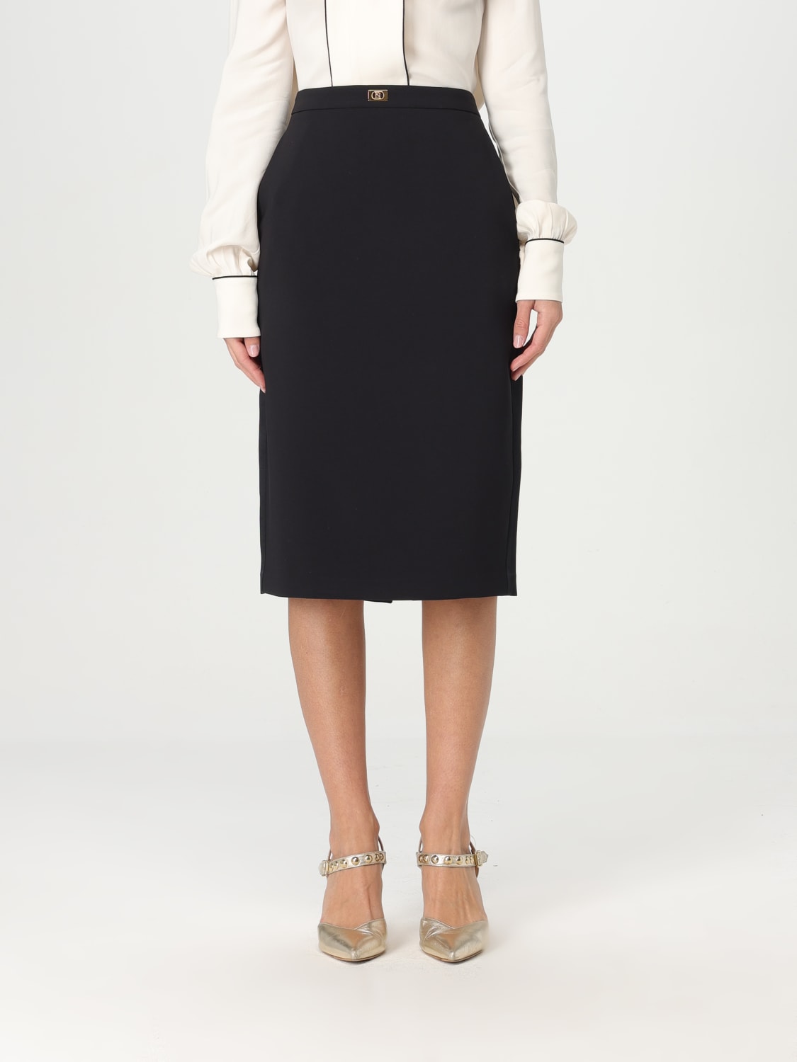 【ELISABETTA FRANCHI】BLACK SKIRT Elisabetta Franchi - High-Waisted Sheath Skirt - Black