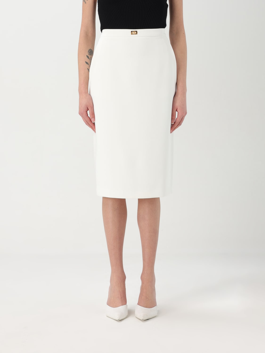 スカート ELISABETTA FRANCHI Woman Skirt Ivory GO109 360 Elisabetta Franchi Skirt Woman Ivory