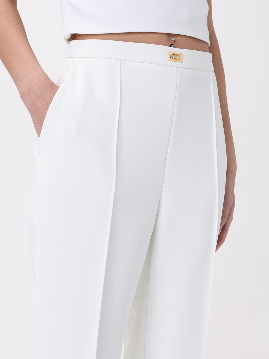 ELISABETTA FRANCHI: Pants woman - Ivory | Elisabetta Franchi