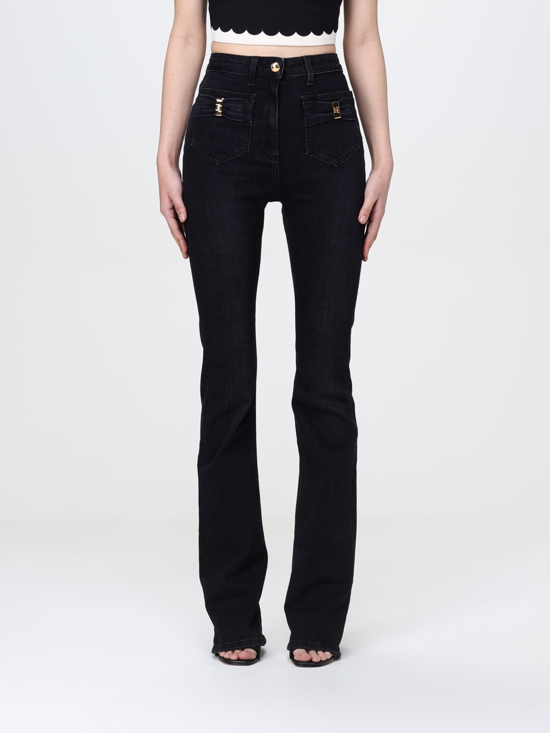 デニム・ジーパン ELISABETTA FRANCHI Woman Jeans Black PJ88N 102 ELISABETTA FRANCHI: Jeans woman - Black | Elisabetta Franchi